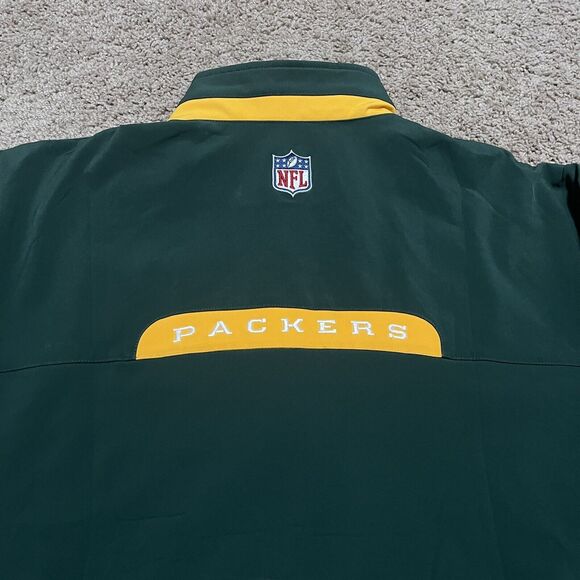 VTG Reebok Green Bay Packers Jacket Men XXL 2XL Hard Shell On Field Windbreaker - Picture 8 of 12